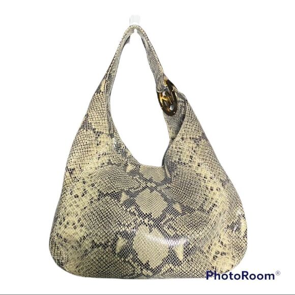 Michael Michael Kors Fulton embossed python leather large hobo shoulder bag - Picture 1 of 12